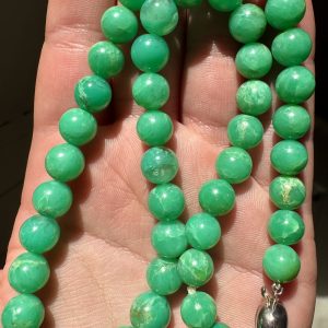$425-IMG6448-Chrysoprase Bead Strand w/ Clasp-8-10mm Round-200cts.1