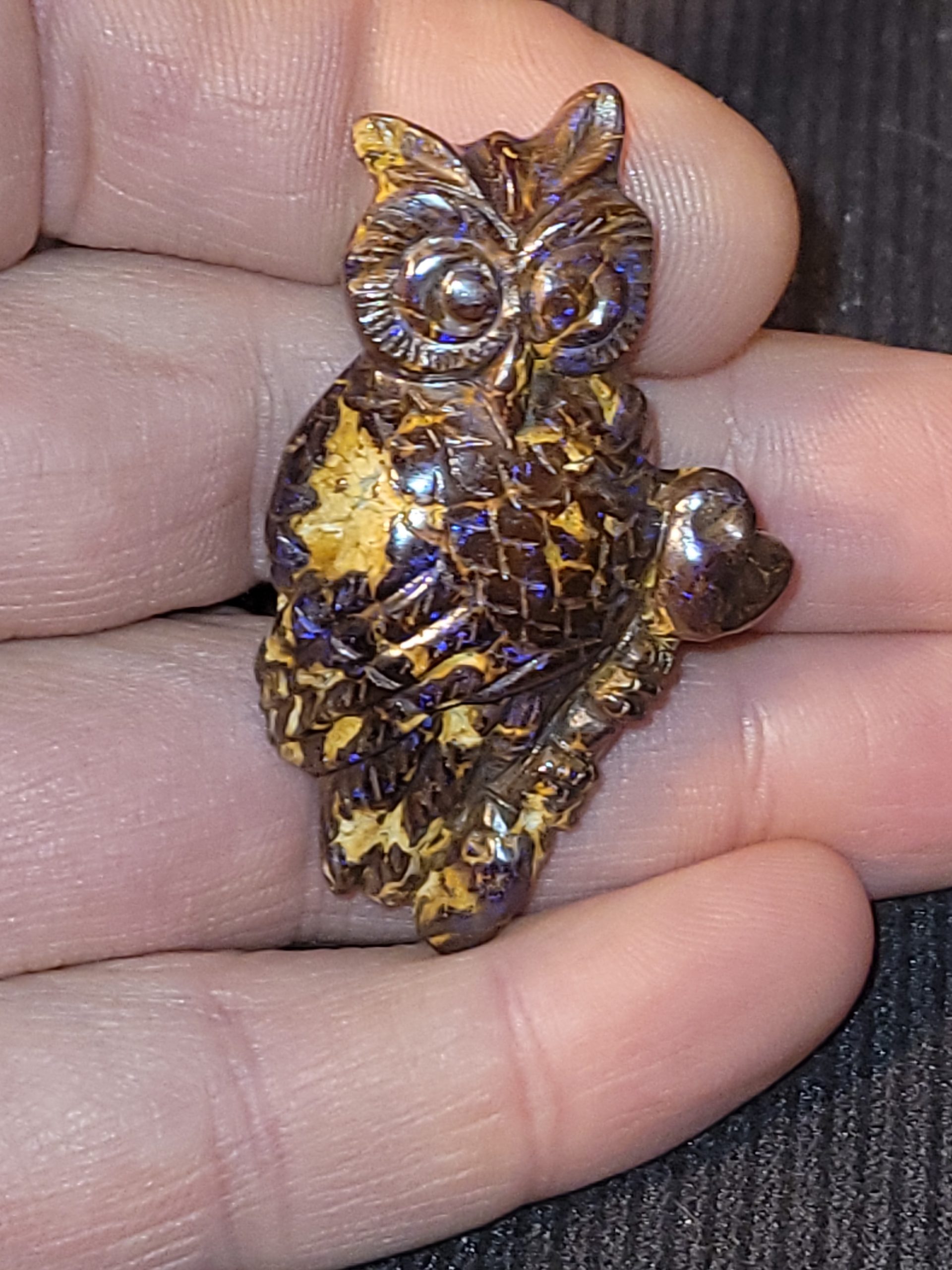 Opal Boulder Owl Carving | Australian Opal Mines
