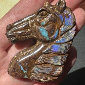 $335 IMG8680 - Qld Boulder opal /Horse head carving 57 x 47 x 13mm 281cts