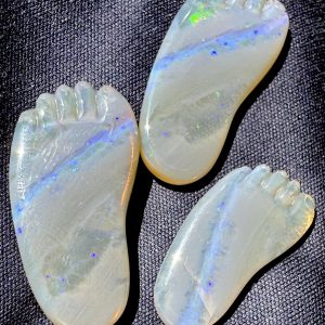 $185 IMG3768 - 3 Lambina Carved Feet Semi Black 26 x 13 x 4mm 25 x 12 x 4mm 20 x 10 x 3mm 22cts