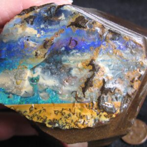 $425 IMG6215 - Boulder opal Gem Greens & Blues double sided a chance there’s more opal when opened up face 3”x3”x2.25”