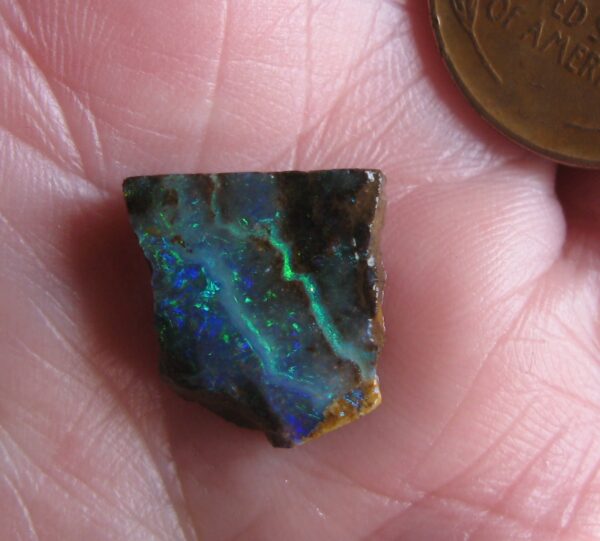 $160 IMG6438 - Boulder Opal Gem faced brilliant Green & Blue 15mm x 15mm 6.8cts