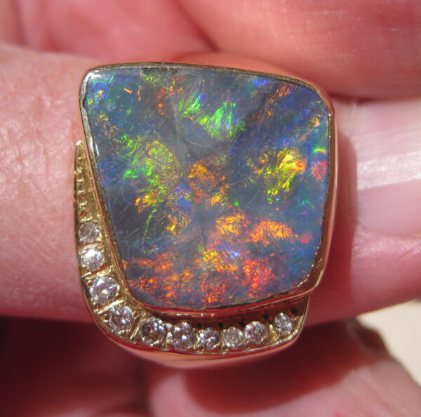 $2,850 IMG4842 - Andamooka Black Opal set in Yellow Gold with Diamonds 26.55g