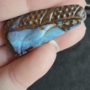 $220 IMG5705 - Boulder Opal Pendant Drilled Long Dotted Bright Blues