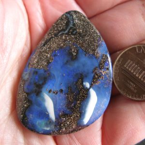 $90 IMG8782 - Boulder Opal blues with white fangs 43mm x 30mm x 8mm thick .57oz