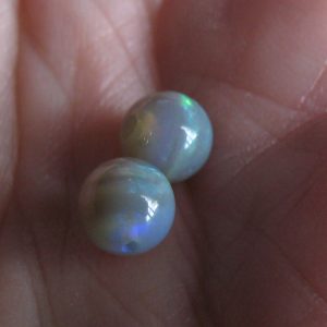 $137 IMG7673 - Lambina Dark Base 7mm Round pair Earring Beads Drilled 3.06cts