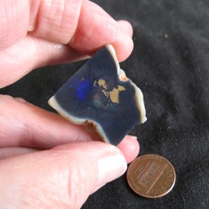 $75 IMG1557 - Lightning Ridge slice Electric Blue 29x28mm just polish to make a very beautiful pendant 7.85g