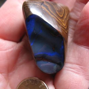 $85 IMG8801 - Boulder Opal double sided some Electric Blue beautiful markings and polish stands alone 34mm x 26mm x 20mm thick .785oz