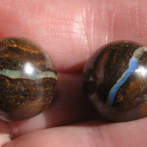 $87 IMG7971 - Boulder Opal earring Beads drilled x 2 17mm Round 71.5cts