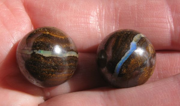 $87 IMG7971 - Boulder Opal earring Beads drilled x 2 17mm Round 71.5cts