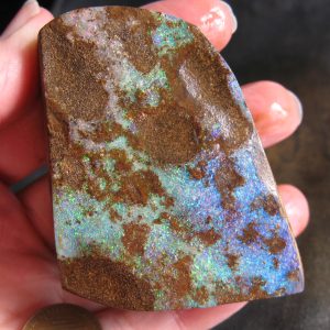 $320 IMG8770 - Boulder beautiful greens tinge blue 2.5” x 2” x 1” thick 3.85oz