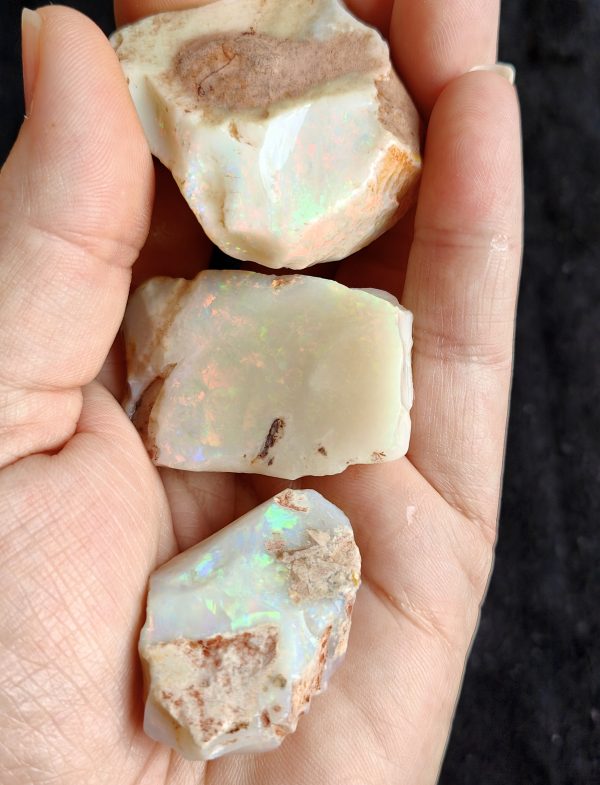 $4,550 IMG1652 - Coober Pedy Gem 3 Very Large Beauties Reds, Blues & a Little Gold 2.6oz $1,750/oz