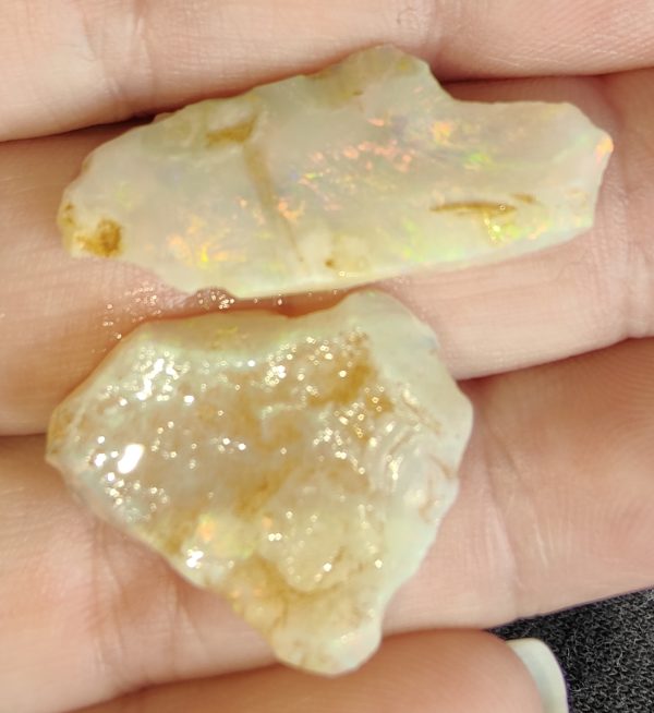 $480 IMG4159 - Andamooka Gem Pair Brilliant Reds & Greens 4.8g- A Gift at this Price MW