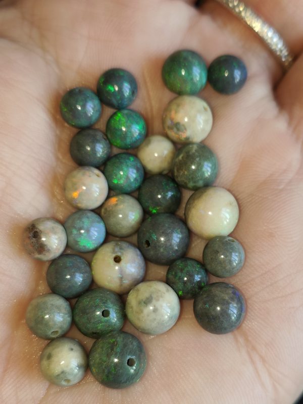$239 IMG8540 - Andamooka Treated Matrix Opal Beads7-9mm Round Drilled 59.77cts $4/ct