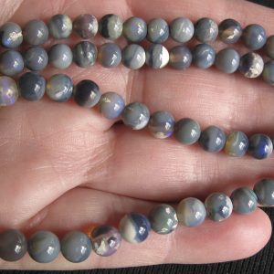 Lightning Ridge Black Opal 6-8mm Round beads 80cts IMG4559