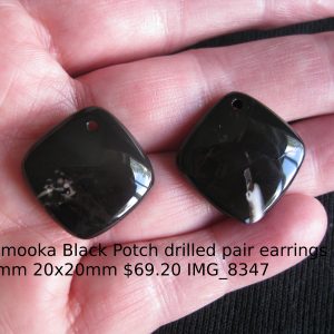 $69.20 IMG8347 - Andamooka Black Potch pair earrings 20mm x 20mm drilled 34.6cts