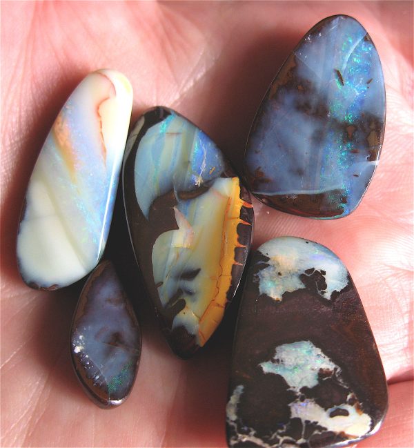 $195 IMG6831 - Boulder Pendant Fun Stones (5) drilled side to side 108.1cts