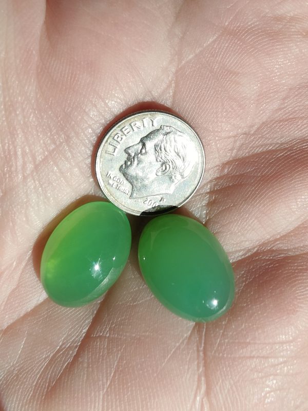 $101.25 IMG2259 - Chrysoprase Pair 18x13mm Cabochons 20.25cts $5/c
