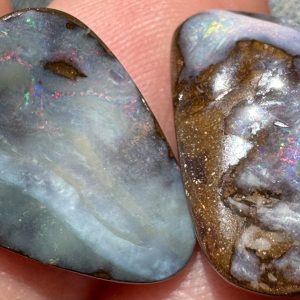 $29 IMG4045 - Qld boulder opal pair 15 x 11 x 2mm 15 x 10 x 3mm 14.2cts