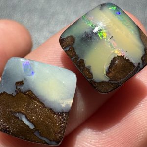 $29 IMG4066 - Qld Boulder opal pair 10 x 9 x 1mm 9 x 9 x2mm 9.4cts