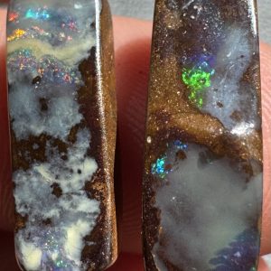 $39 IMG4073 - Qld Boulder opal pair 16 x 4 x 3mm 14 x 4 x 3mm 7.4cts