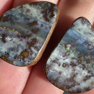 $49 IMG3984 - Qld Boulder opal pair 20 x 16 x 4mm 20 x 15 x 2mm 33.7cts