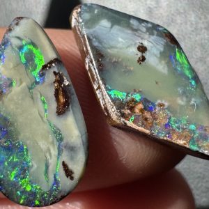 $49 IMG4016 - Qld Boulder opal pair 15 x 7 x 1mm 11 x 5 x 1mm 4.9cts