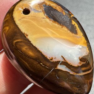 $60 IMG4148 - Qld Boulder opal /Yowah nut Drilled Pendant 33 x 22 x 6mm 61.1cts