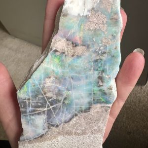 $895 IMG0434 - Mintabie opal on Sandstone Specimen 5.25" x 3" x .75"