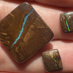 $39 IMG8583 - Qld Boulder opal set 8 x 7 x 3mm 9 x 7 x 3mm 18 x 18 x 5mm 21.5cts