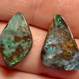 $44 IMG8578 - Qld Boulder opal set 17 x 13 x 4mm 18 x 12 x 4mm 12.7cts