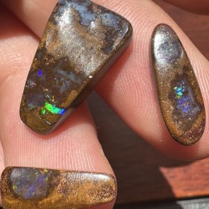$49 IMG8579 - Qld Boulder opal set 19 x 12 x 4mm 15 x 6 x 3mm 16 x 5 x 3mm 11.9cts