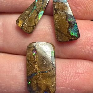 $59 IMG8588 - Qld Boulder opal set 19 x 10 x 5mm 17 x 8 x 4mm 15 x 8 x 3mm 17cts
