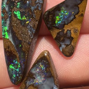 $69 IMG8586 - Qld Boulder opal set 24 x 12 x 4mm 12 x 12 x 3mm 12 x 12 x 3mm 14.5cts