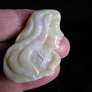 Mintubi Lady Cameo Carving Reds Greens and Blues 49.62cts
